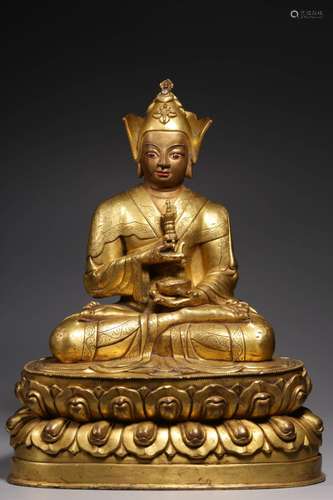 , copper padmasambhava statue32 cm high, 24 cm long, 15 cm w...