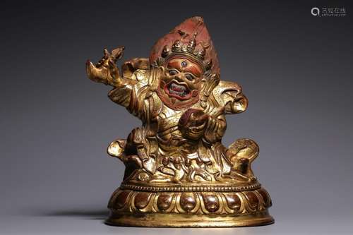 , like: "copper and gold bodhisattva18 cm high, 14.5 cm...