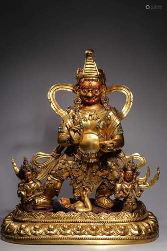 , copper gold treasure trunk mammon statues50 cm high and 41...