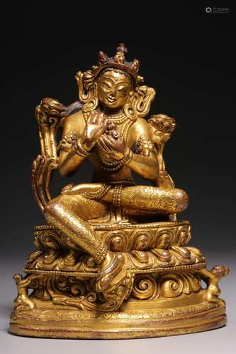 , copper para style green tara's statue11 cm high, 8.5 c...