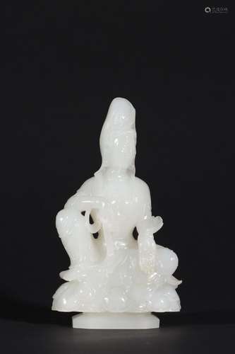 Hetian jade guanyin statuesSpecification: high 15.8 cm wide,...