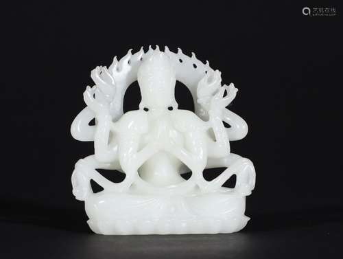 Hetian jade six arm guanyin statuesSpecification: high 9.4 c...