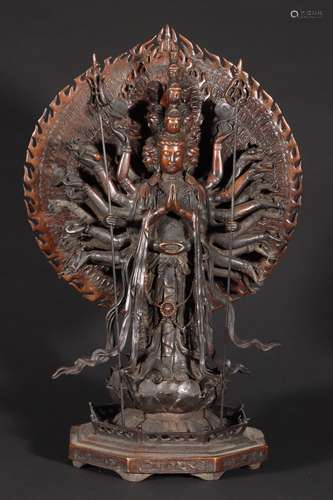 Copper of guanyin statuesSpecification: high 50 cm wide 33 c...