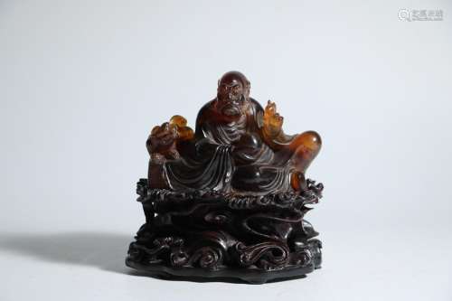 Amber carving ROM.Size: 10.8 cm long, 7.6 cm wide, clear hei...