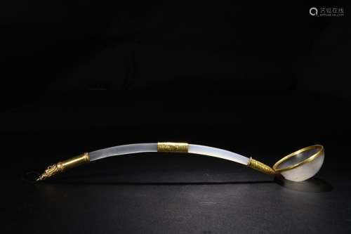 Liao: agate BaoJinChang spoon handleLong 30 cm wide and 7 cm...