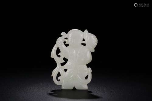 : hetian jade flower boy furnishing articles6.4 cm high, 4.5...