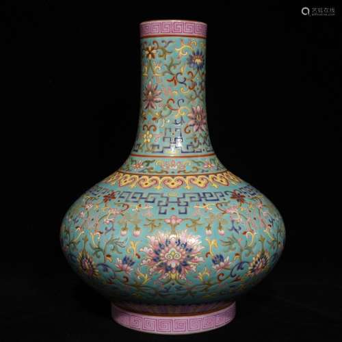 Pastel colour flower grain flat belly bottle, high and diame...