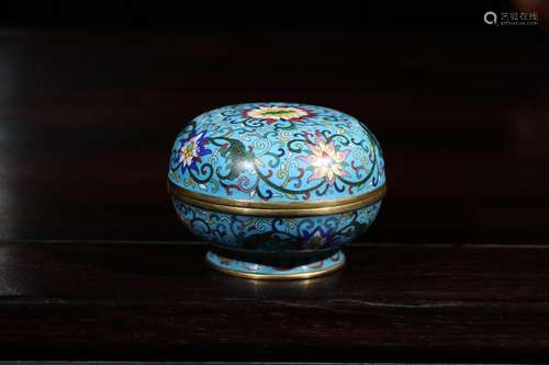 Cloisonne flower grain fragrant boxSize: 9 cm in diameter, 6...