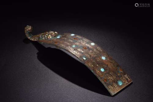 The warring states period, bronze embedded a hoard of gold o...