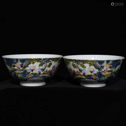 Powder enamel green-splashed bowls, high caliber 7.6 16,