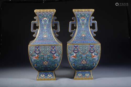 Live long, "" wire inlay enamel sifang double ears...
