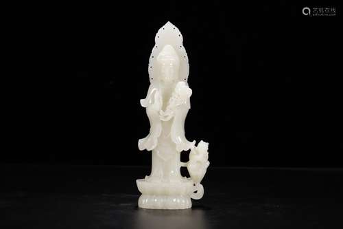 Furnishing articles, hotan jade the boy worship goddess of m...