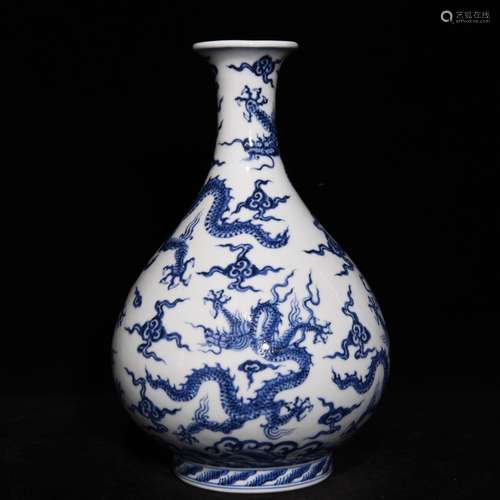 Blue and white dragon okho spring bottle, high diameter of 1...