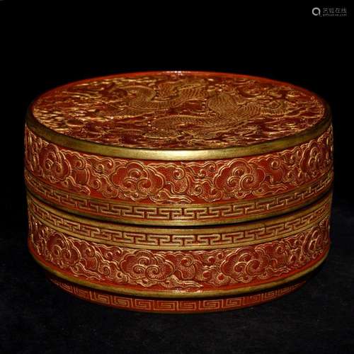 Paint the red dragon carving printing box, high diameter of ...