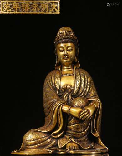 ."Year" copper and gold guanyin cave furnishing ar...