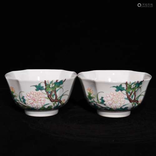 Pastel flowers lines eight arrises bowl, high caliber 10.6 6...