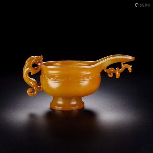 And Tian Shan dragon ear ring cup cup, the jade oil huang, c...