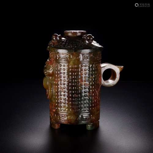 And Tian Shan cup cup, the jade oil moisten, inscription, th...