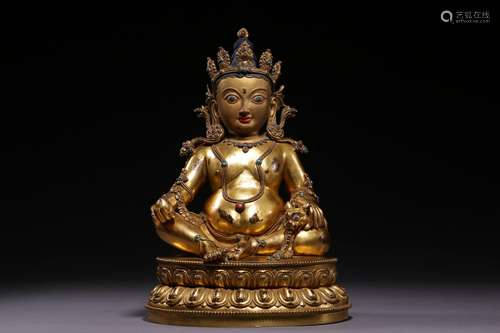 , copper and gold yellow mammon's statue30 cm tall, 21 c...