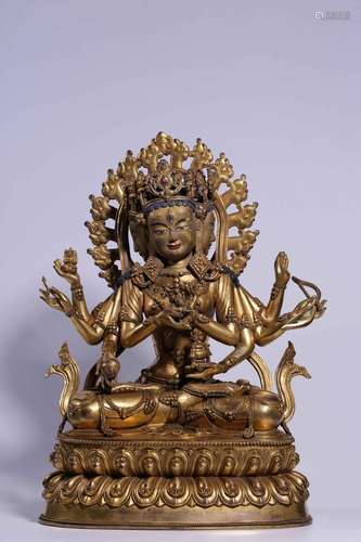 Mother, copper and gold statue of Buddha statue36 cm high, 2...