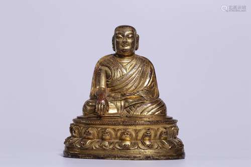 , copper guru's statue13 cm high, 11.8 cm long, 8.7 cm w...