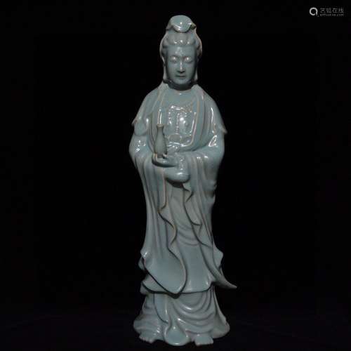 Your kiln azure glaze guanyin stand like 64 x18. 5