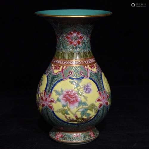 Colored enamel four seasons flower grain flower vase with 13...