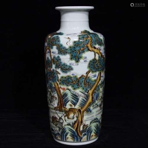 Pastel deer figure who bottle, high 28.5 diameter of 13,