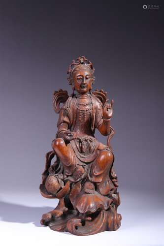 Bamboo guan Yin.Size is about 16.8 * 16 * 26.8 cm