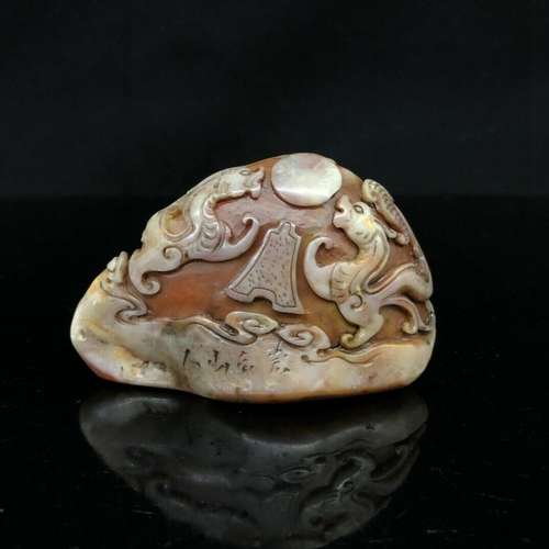 Chinese Natural Shoushan Stone Hand carved Exquisite Dragon ...