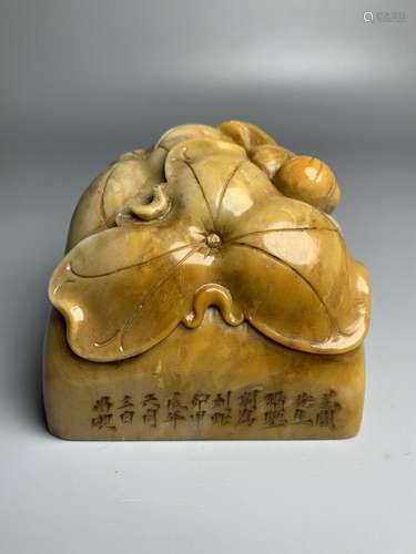 Chinese Natural Shoushan Stone Hand carved Exquisite Seal 41...