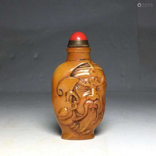 Chinese Natural Shoushan Stone Hand carved Exquisite Snuff B...