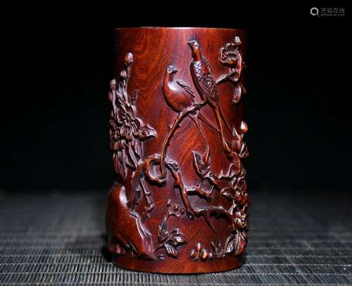 Chinese Natural Boxwood Hand carved Exquisite Brush Pots 799...