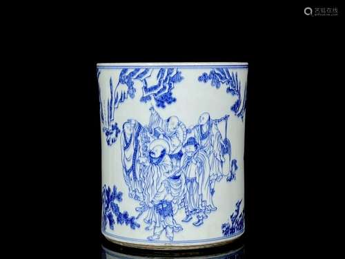 Chinese Blue and white Porcelain Handmade Exquisite Brush Po...