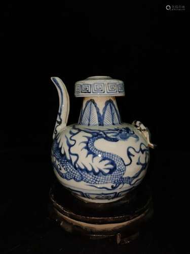 Chinese Blue and white Porcelain Handmade Exquisite Dragon P...