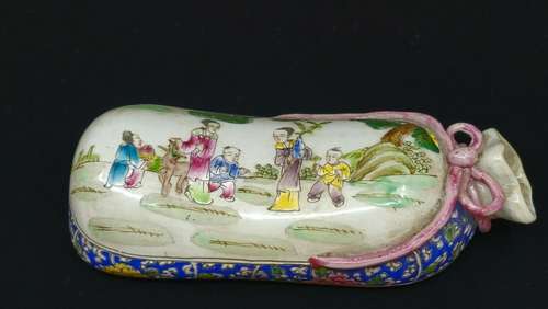 ANTIQUE CHINESE Hand Painted  Famille Rose PORCELAIN PILLOW