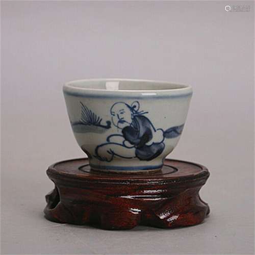 Chinese Ming Blue and White Porcelain Figure Painting Design...