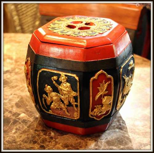 Extraordinary  !Chinese  "Hand Carved Wooden Rice Boxl&...