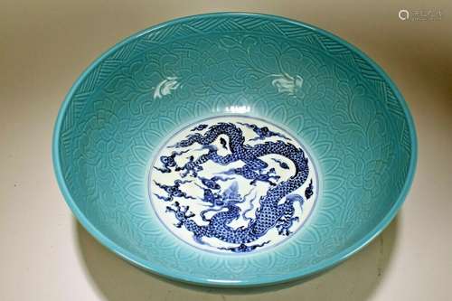 An Estate Chinese Blue-coding Massive Dragon-decorating Porc...