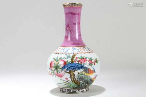 A Chinese Peach-fortune Pink-coding Porcelain Vase