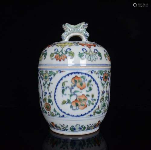 Old Chinese Doucai Porcelain Pot With Qianlong Marked BW1286