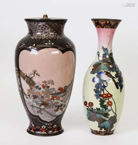 LATE 19TH/EARLY 20TH CENTURY CLOISONNE VASE, with landscape ...