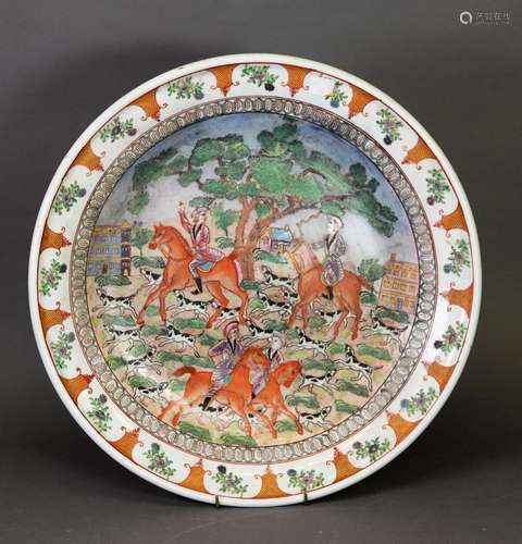 LARGE MODERN CHINESE PORCELAIN CHARGER, decorated in polychr...