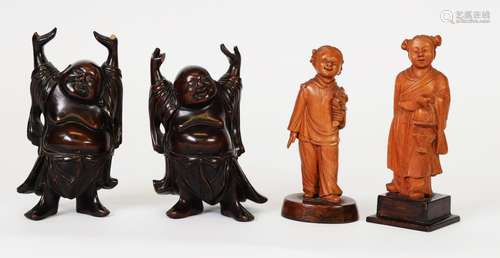 CHINESE REPUBLIC PERIOD BOXWOOD FIGURES, each as a little gi...