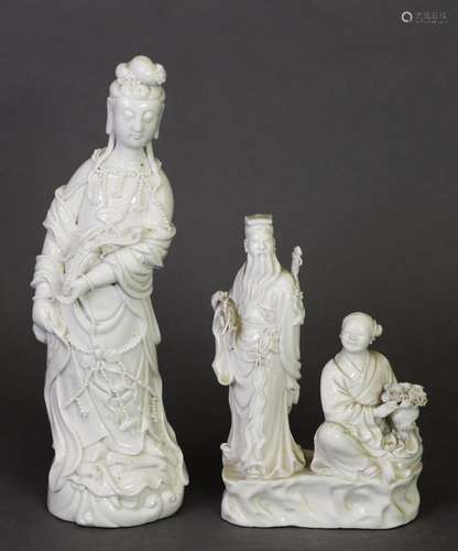 19TH CENTURY CHINESE PORCELAIN BLANC DE CHINE GUANYIN, with ...