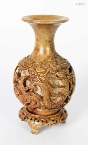 LATE 19th/EARLY 20th CENTURY ORIENTAL CARVED SOAPSTONE DOUBL...