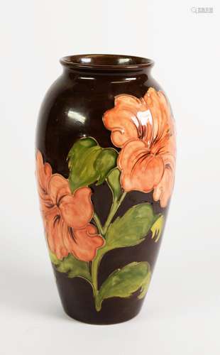 WALTER MOORCROFT LIMITED EDITION HIBISCUS PATTERN TUBE LINED...