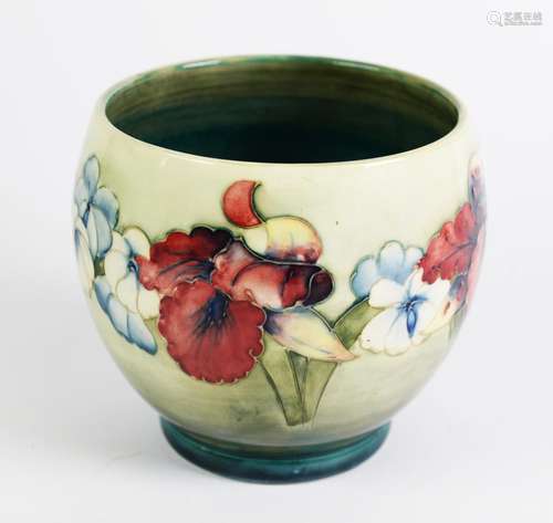 WILLIAM MOORCROFT ORCHID PATTERN TUBE LINED POTTERY VASE, of...