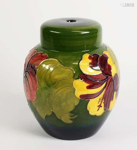 WALTER MOORCROFT HIBISCUS PATTERN TUBE LINED POTTERY TABLE L...