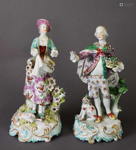 PAIR OF PATCH PERIOD DERBY FIGURE GROUPS, as a gentleman and...